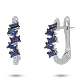 0.05ct Diamond & 0.52ct Blue Sapphire 14k White Gold Huggie Earring